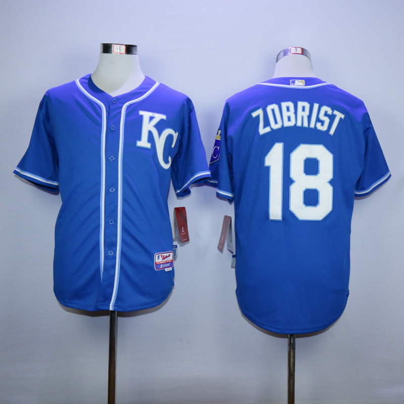 Men Kansas City Royals #18 Zobrist Blue MLB Jerseys->kansas city royals->MLB Jersey